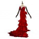 Aerith Gainsborough Adult Women Girls Long Red Dress Gown Halloween Costumes