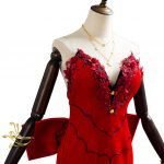 Aerith Gainsborough Adult Women Girls Long Red Dress Gown Halloween Costumes