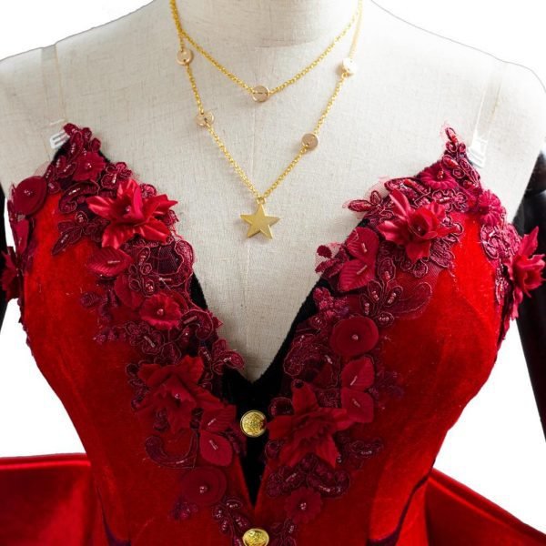 Aerith Gainsborough Adult Women Girls Long Red Dress Gown Halloween Costumes