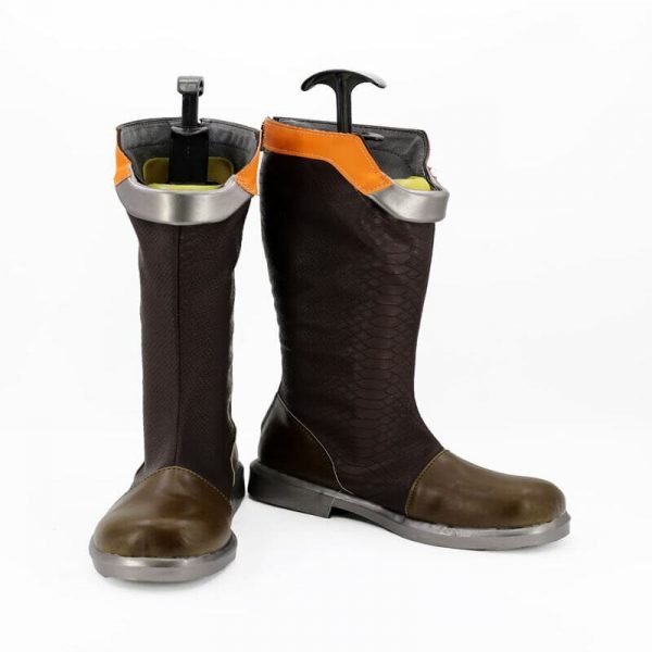 OW Game Hero Tracer Gliding Suit Skin Cosplay Shoes Brown Long Boots