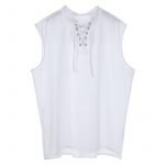 Men’s Renaissance Medieval Sleeveless Cardigan Solid Shirt