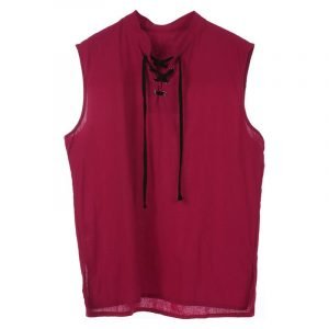 Men's Renaissance Medieval Sleeveless Cardigan Solid Shirt