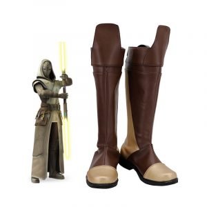Star Cosplay Wa Jedi Temple Guard Boots Brown PU Leather Shoes