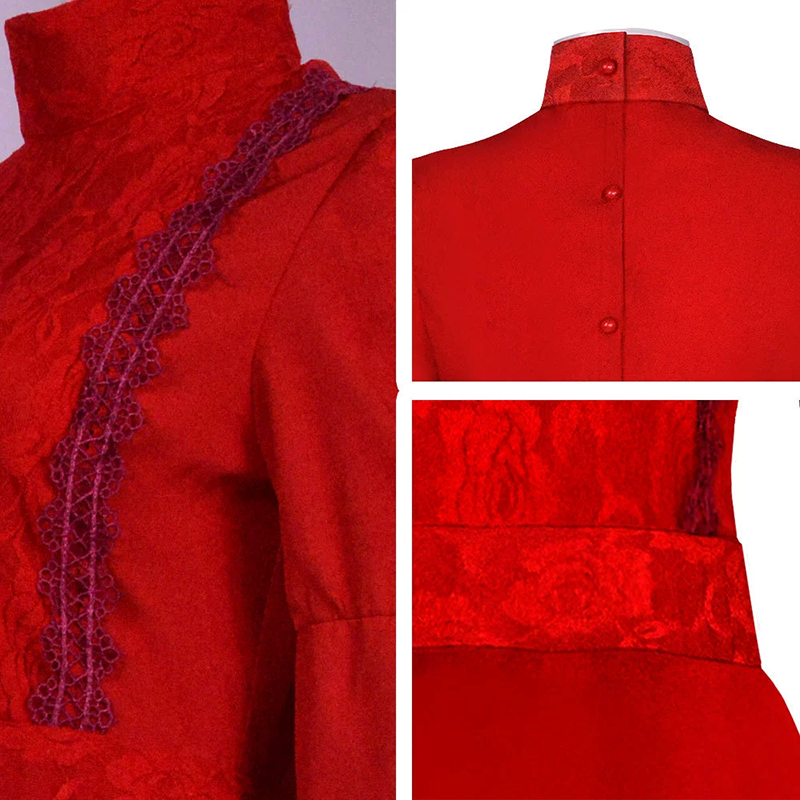 Custom Made Horror Movie Pearl Cosplay Dress Red (4)