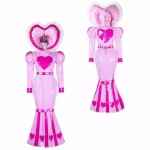 Tailor-made Girl Sexy Maid Sissy Lockable Pink PVC Fishtail Dress