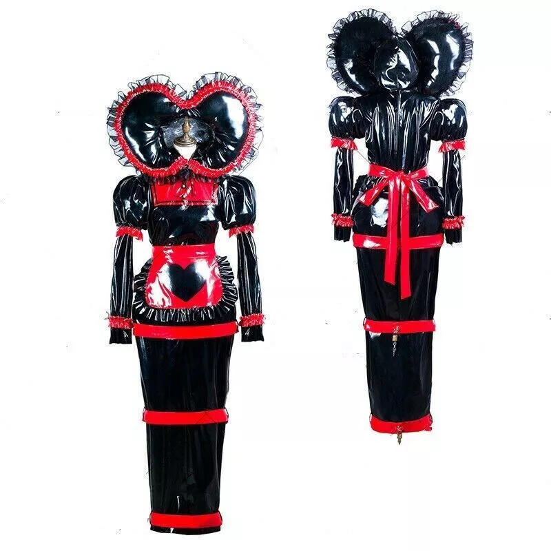 Tailor-made Sissy Girl Maid Lockable Black PVC Fishtail Dress Cosplay Costume