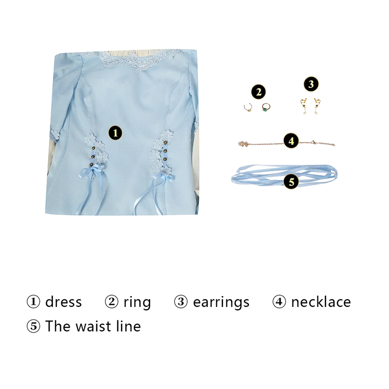 House of the Dragon Young Alicent Hightower Blue Dress Outfit Cosplay Costume (6)