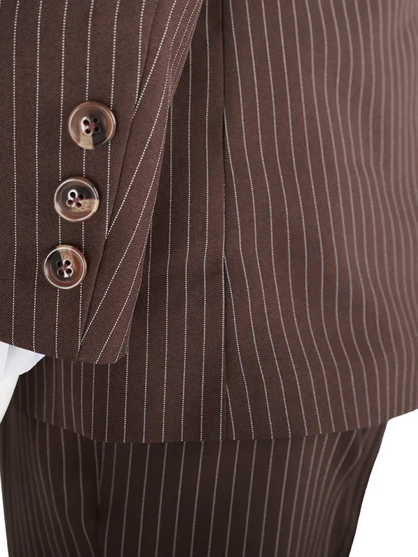 Custom Made The 10th Doctor Outfit Cosplay Costume with Brown Coat and Striped Suit (11)
