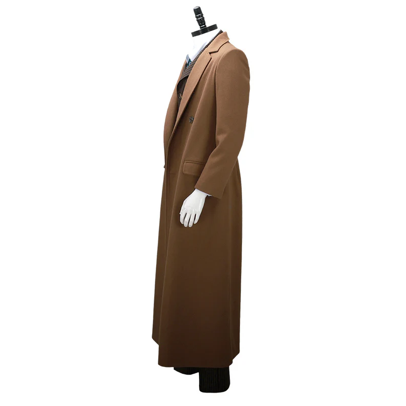 Custom Made The 10th Doctor Outfit Cosplay Costume with Brown Coat and Striped Suit (3)