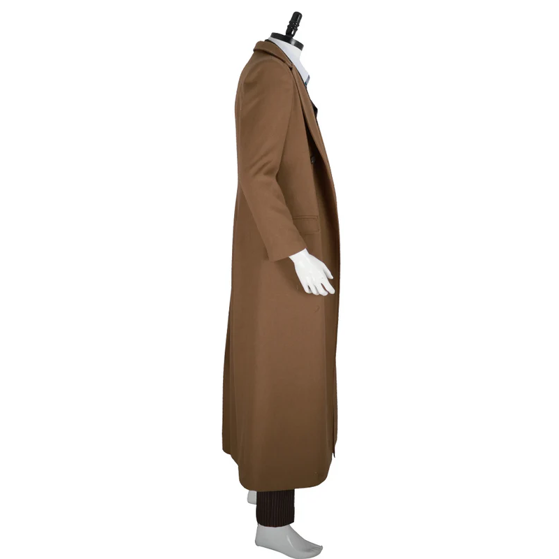 Custom Made The 10th Doctor Outfit Cosplay Costume with Brown Coat and Striped Suit (4)