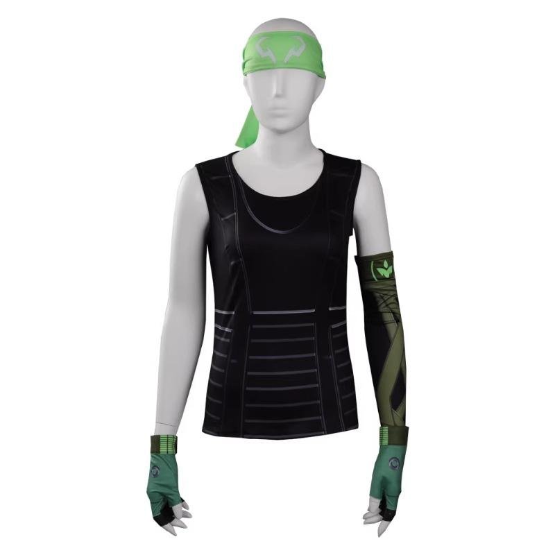 Custom Made Game Green Valorant Skye Cosplay Costume Vest (2)