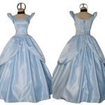 Movie Cinderella Princess Dress Fantasy Cosplay Costume Adult Women Blue Party Dance Dress
