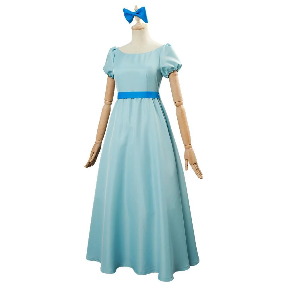 Neverland Peter Pan Wendy Dress Cosplay Costume Blue (4)