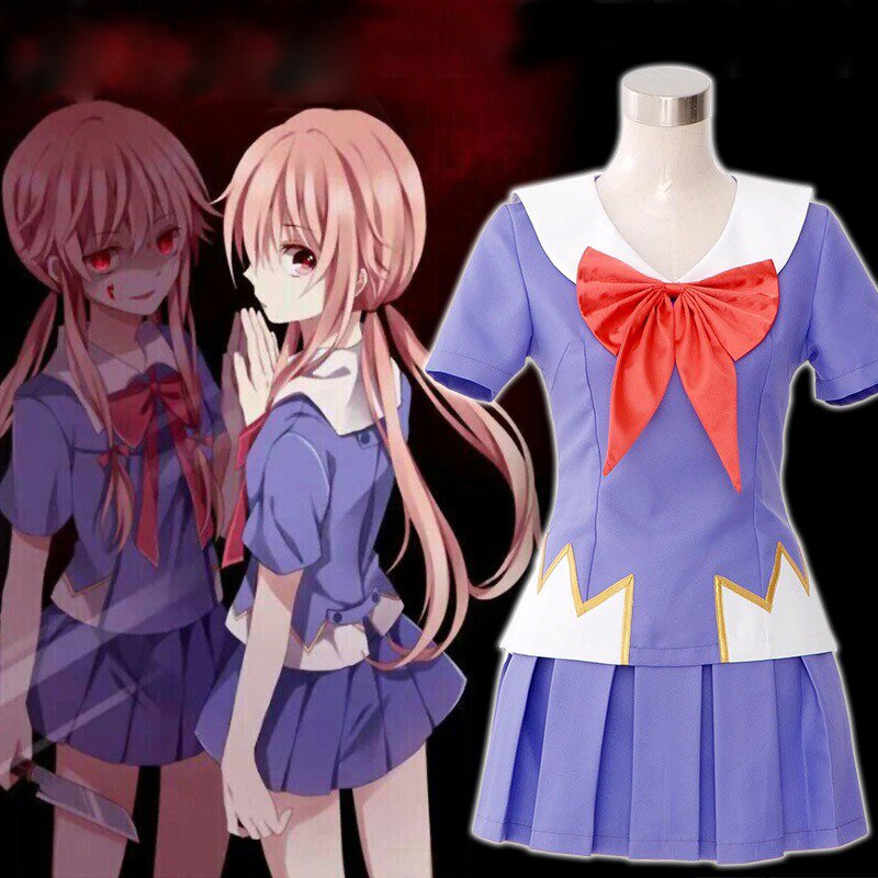 Custom Future Diary Mirai Nikki Yuno Gasai Cosplay Dress