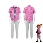 Zootopia 2 Nick Wilde Pink T-shirt Pant Cosplay Outfit (1)