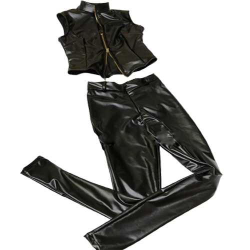 Death Note MeroMelloMihael Keehl Black Leather Vest and Pant Cosplay Suits (1-2)