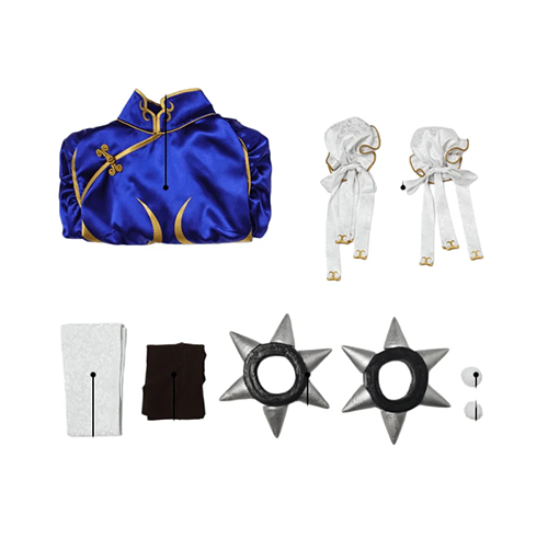 Street Fighter V Chun Li Cosplay Costume Blue (15)